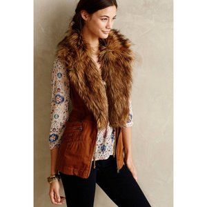 Anthropologie Hei Hei Faux Fur Vest, Removable Collar, Size XS